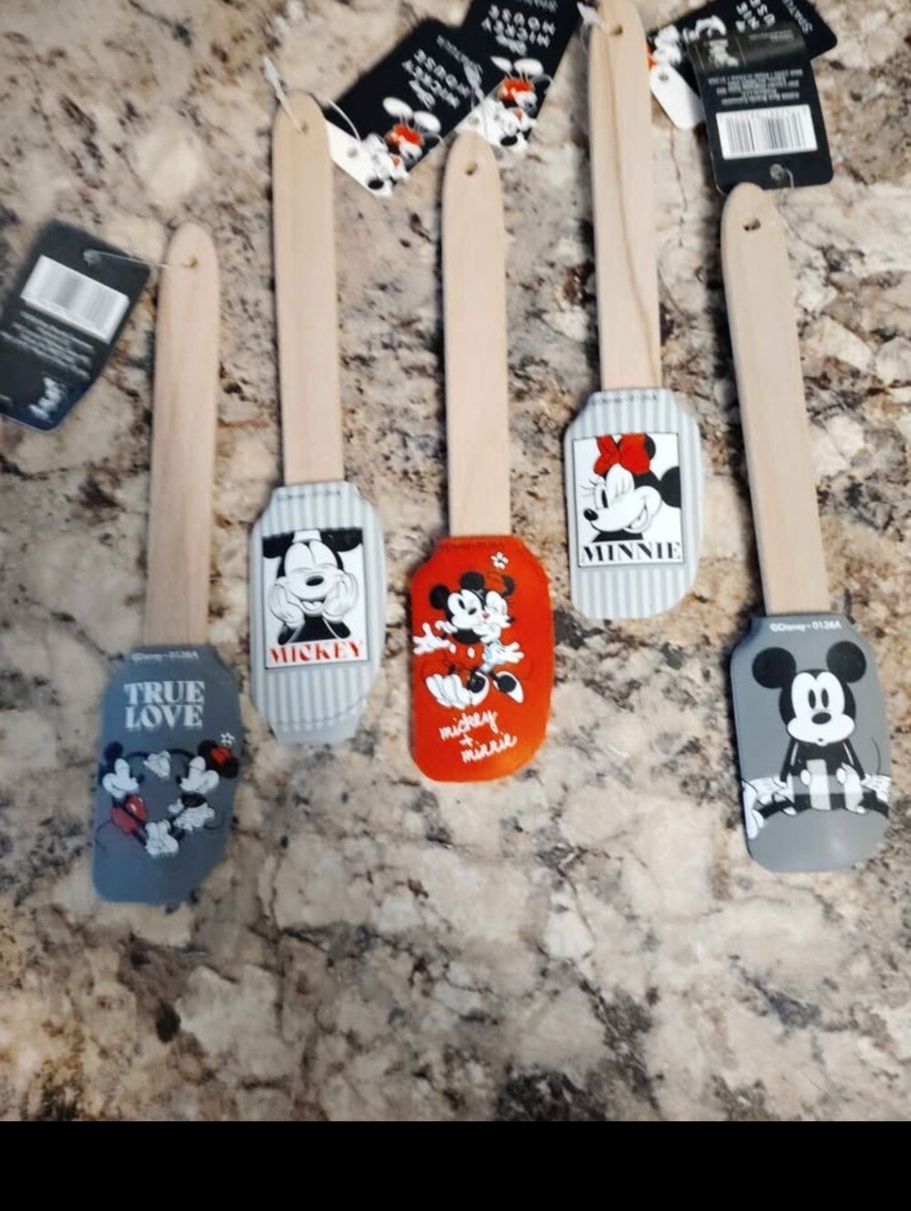Disney Mickey & Minnie Wooden-Handle Silicone Spatula Set - Red, Gray, Black